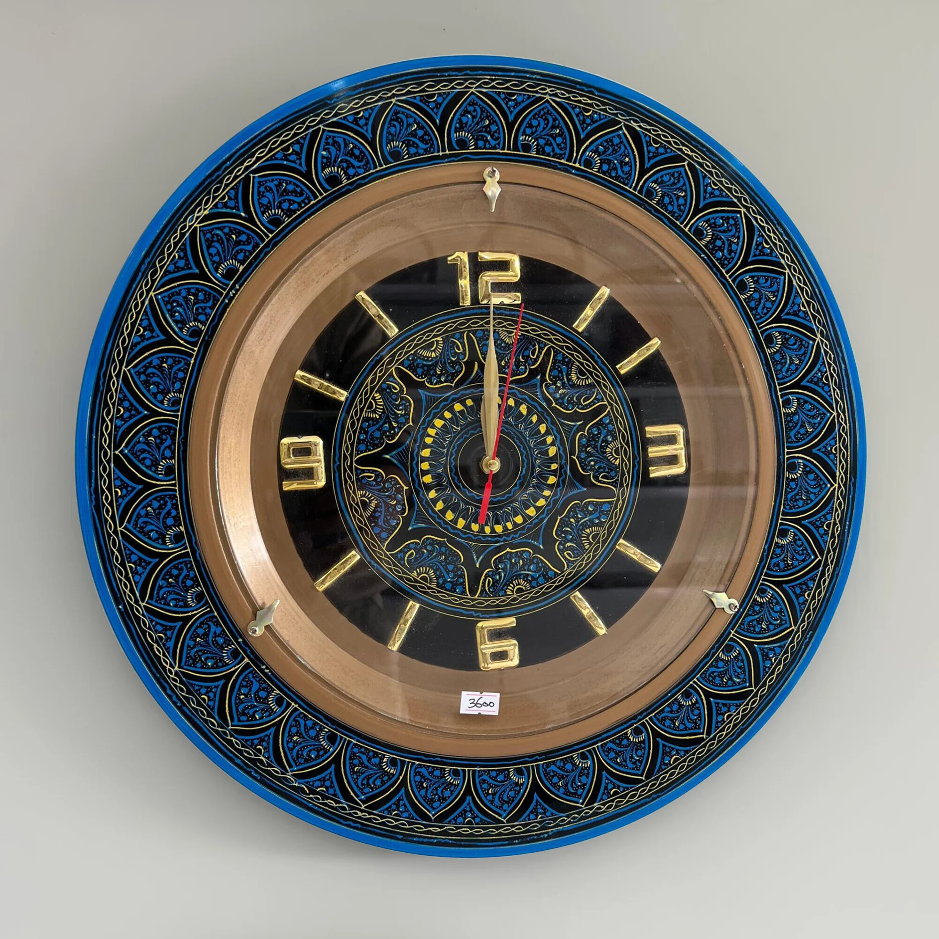 Naqshi-Art-Wall-Clock-–-Blue Naqshi Art Wall Clock – Blue - Image 1