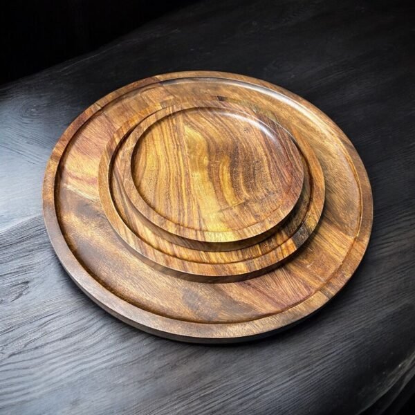 Wooden Round Platter – Set of 3 – (7, 9, 13 Inches)