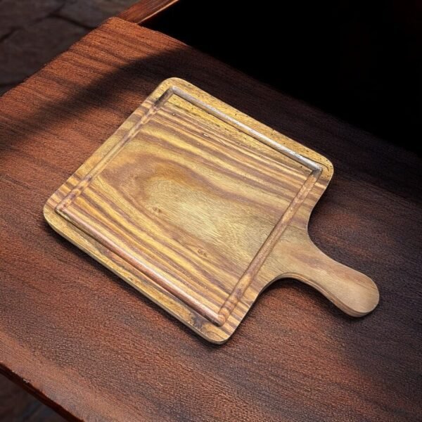 Wooden Platter – Square with Handle – 10″x 14″